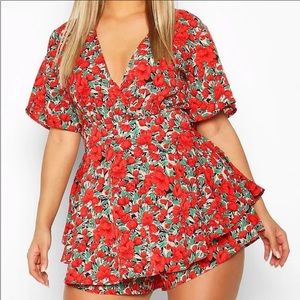 Boohoo floral romper size 14